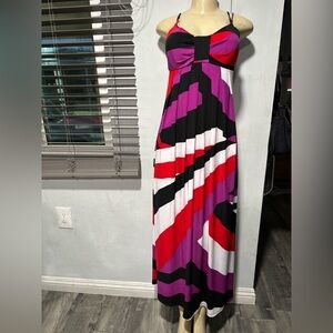 Allen B. By Allen Schwartz Pink and Red Maxi Dress